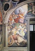 Mose strikes water out of the rock fresco in the chapel of the Eleonora of Toledo, Agnolo Bronzino